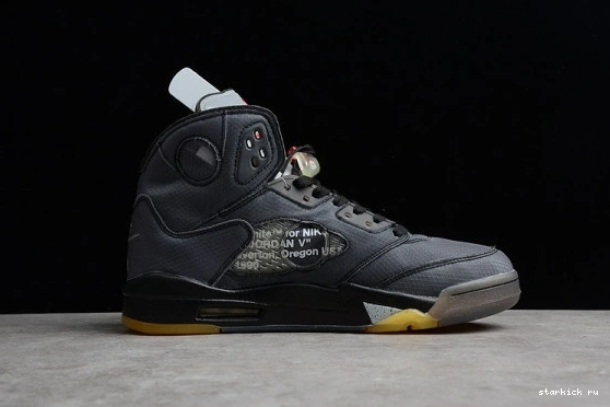 Air  O-W Jordan 5 CT8480-001 CT8480-001 Retro Black Red Muslin-Fire 0224